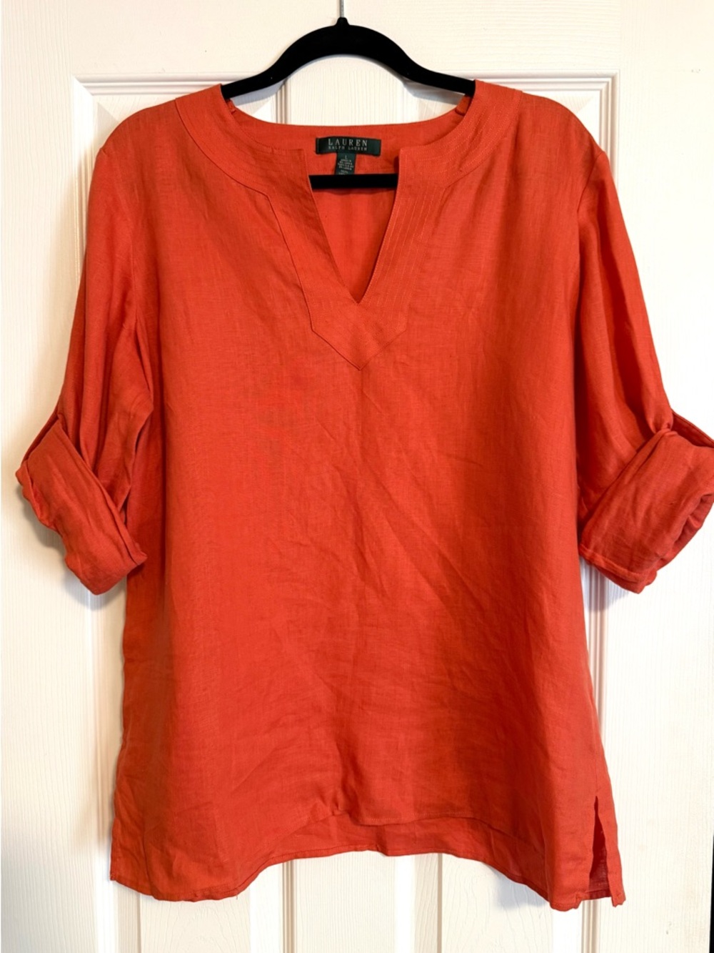Ralph Lauren Orange Linen V-Neck Tunic